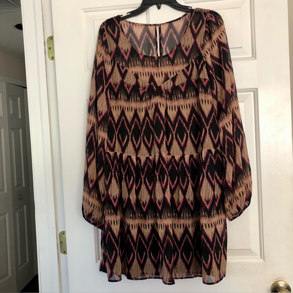 Express Aztec Geometric Patterned Midi Dress Women’s Size Large Black Lined  NWT